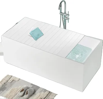 Obrázek produktu pro Skládací kryt na vanu z PVC, vodotěsný a prachotěsný, vysoká nosnost, BÍLÝ, BÍLÁ