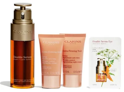 Imagen del producto de Clarins Double Serum y Set Extra-Firming, para mujeres, 15 ml, antiedad, reafirmante, suavizante, 15 ml, suavizante, 50 ml
