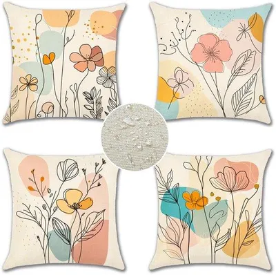 Obrázek produktu pro Ibenzoa® Sada 4 dekorativních povlaků na polštáře, voděodolné, 45 x 45 cm, polyester – vhodné pro použití v interiéru i exteriéru, skrytý zip