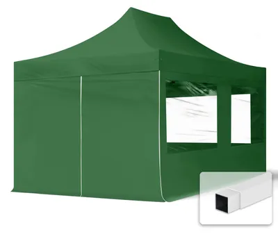 Obrázek produktu pro Nůžkový stan 3x4,5 m, ocel, vč. 4 bočnic tmavě zelená
