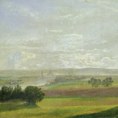 Produktbild von Johan Christian Dahl Kunstdruck Bild - Das Elbtal Bei Dresden (70 x 70 cm)