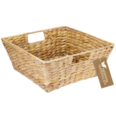 Produktbild von HMF 37269-30CM Geschenkkorb leer, Aufbewahrungskorb geflochten aus Wasserhyazinthe, 30 x 30 x 12 cm