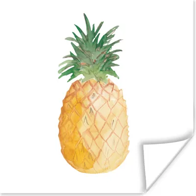 Produktbild von MuchoWow® Poster Ananas - Aquarellfarbe - Weiß 100x100 cm - Babyzimmer
