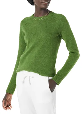 Produktbild von A. Essentials Damen Regular-Fit Langarm-Pullover Rundhalsausschnitt, Grün, S