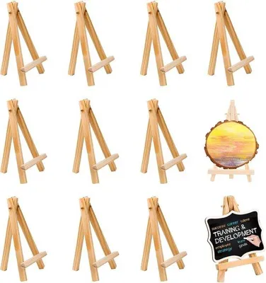 Produktbild von Famanu Mini Holzstaffelei - faltbar - 10 Stück - weiß