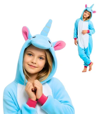 Immagine prodotto di Pigiama Onesie Kigurumi Costume Travestimento Unicorno Azzurro Bambini 115 - 125cm