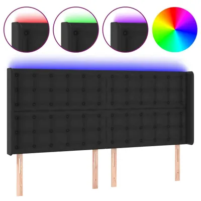 Immagine prodotto di vidaXL Testiera LED nera 163x16x118/128 cm Pelle finta