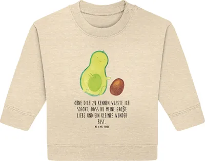 Produktbild von Mr. & Mrs. Panda Organic Baby Pullover Avocado Kern rollt 24. - 36. Monat - Natural Raw - Geschenk, Geburtstag, Bullover, Liebe, Love