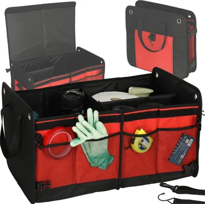 Image de Organiseur de coffre de voiture, noir/rouge, 58 x 37 x 32 cm