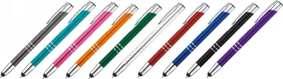 Produktbild von 10 Touchpen Kugelschreiber aus Metall / 10 verschiedene Farben