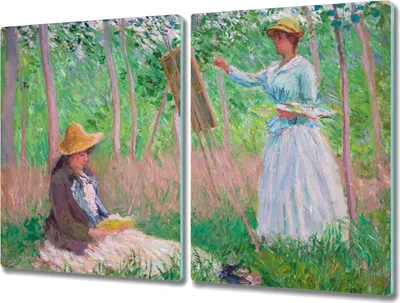 Produktbild von Coloray Hackbrett Herdabdeckplatte 2x40x52 cm Küchenbrett Kochplattenabdeckung Schneidebrett - Frau mit Regenschirm Monet