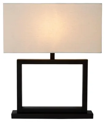 Productafbeelding van Atmooz Valencienne tafellamp – E27 – Geschikt voor slaapkamer/woonkamer – Industrieel design – Zwart-witte lampenkap – Hoogte 51 cm – Metaal