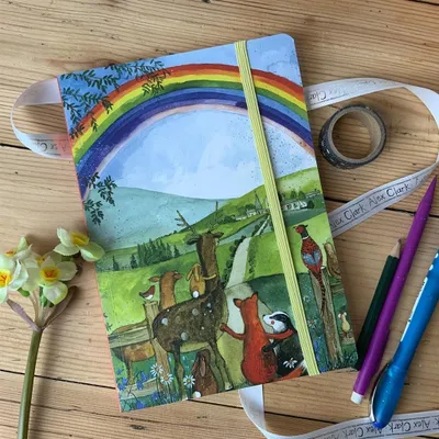 Produktbild von Notizbuch mit Radiergummi A5 LCN26 Tiere und Regenbogen