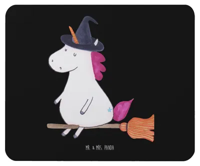Produktbild von Mr. & Mrs. Panda Mauspad Einhorn Hexe - Schwarz - Geschenk, Einhörner, Mousepad, Mouse Pad, Engel, Teufel, laptop, Unicorn, pc mausunterlage, computer