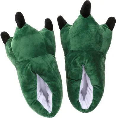 Produktbild von Dinosaurier Kuschel Hausschuhe Gr. 33 - 36 Dino Tatzen in Grün