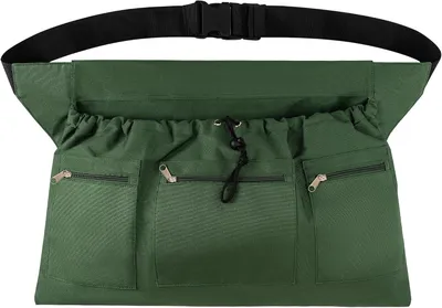 Produktbild von Erntebeutel - 57 x 37 cm - Großer Pflückbeutel für Obst und Pilze - Faltbar und wiederverwendbar - Für Garten, Wandern und Camping - Olivgrün