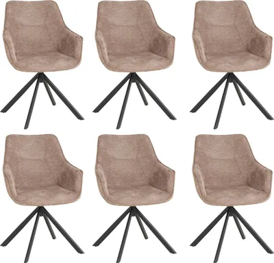 Produktbild von Esszimmerstühle 6er Set San Carlo hellbraun beige mit Armlehnen & drehbarem Sitz