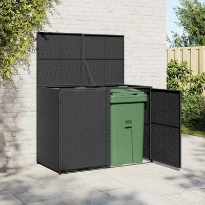 Produktbild von vidaXL Box na 2 tony polyratanu čierny 148x80x111 cm