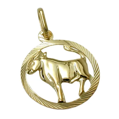 Zdjęcie produktu dla Zawieszka 15 mm, znak zodiaku Byk, złoto próby 9 karat