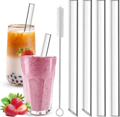 Immagine prodotto di 4 tubi per bubble tea in vetro dello spessore di 14 mm