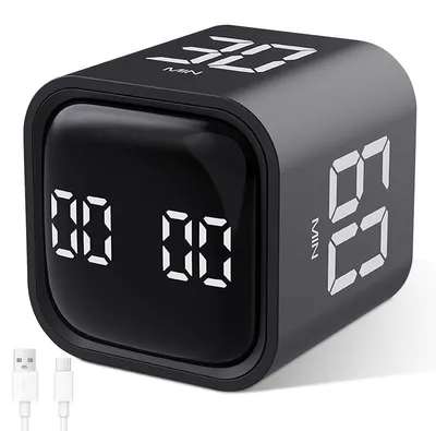 Produktbild von Küchentimer Countdown Timer Eieruhr - 5/10/30/60 Minuten - Schwarz - Drehbarer Würfel