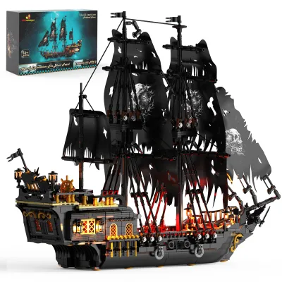 Immagine prodotto di Set di costruzioni a tema pirata con luci, modello di nave pirata "Pearl", mattoncini da gioco