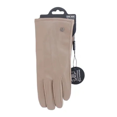 Produktbild von Gefütterte Winter Damen Handschuhe » Kunstleder PolyurethanNappa » Fingerhandschuhe Teddy Fell | Touchfunktion [Beige]