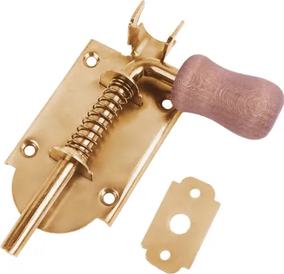 Produktbild von BAUSTER® Türriegel 100mmBolzenriegel Riegel Riegelschloss Verzinkt Schrauben Schlossriegel Federriegel Wetterfest Holzgriff Stallriegel Für gartentor
