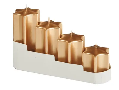 Produktbild von Sternkerzen-Adventsset (abgestuft) Gold Ø 60 mm, 4 Stück