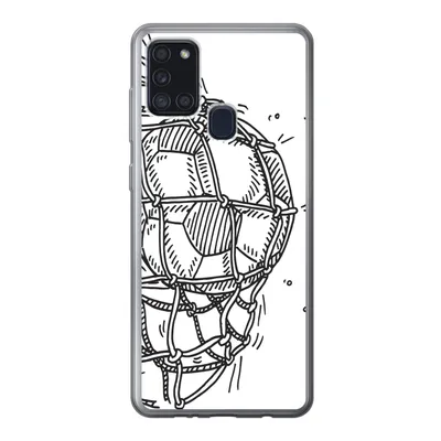 Produktbild von MuchoWow® Handyhülle Schutzhülle Hülle für Samsung Galaxy A21s Eine Illustration eines Fußballschusses ins Tor - Jungen - Mädchen - Kinder Silikon Softcase Handy Hülle - Hartschale