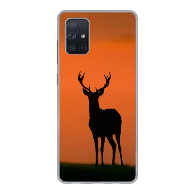 Produktbild von MuchoWow® Handyhülle Schutzhülle Hülle für Samsung Galaxy A51 Hirsch - Scherenschnitt - Nebel Silikon Softcase Handy Hülle - Schutzabdeckung
