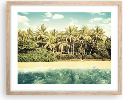 Produktbild von Gerahmtes Poster - Rahmen in heller Eiche - Natur Strand Palmen - 50x40 cm - Wand Bild - Wanddeko - Wandbilder - Kunstposter - Wandposter - Bilderrahmen - Bilder - Kunstdruck - P2NAA50x40-4915