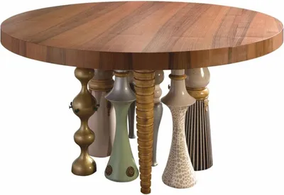 Produktbild von Casa Padrino Luxus Designer Esstisch Braun / Bunt Ø 148 cm - Esszimmer Möbel