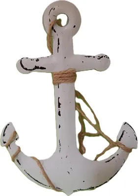 Produktbild von Anker Anhänger aus Metall mit Juteband Weiß 15cm