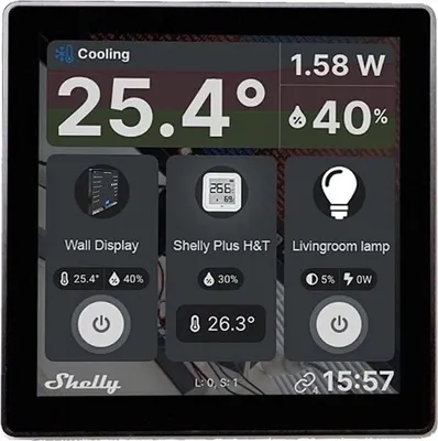 Image de Shelly Wall Display - Sans fil - noir - 10,2 cm (4") - tactile - IP20 - 110 - 230 V (Shelly_Wall_Display)