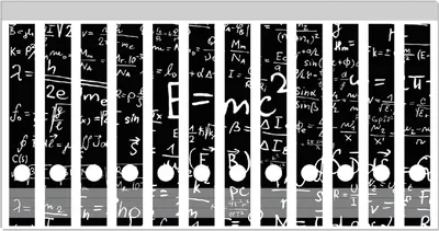 Produktbild von Wallario Ordnerrücken Sticker, selbstklebend für schmale Ordner, 12 Stück, Motiv Mathematische Formeln  Relativitätstheorie