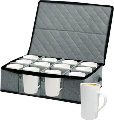Produktbild von Kaffeebecherhalter für 12 Tassen - Stapelbarer Abendtischhalter mit Trennwänden