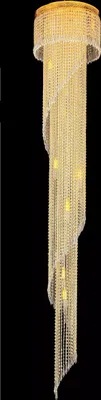 Zdjęcie produktu dla Długi żyrandol sufitowy galeria duży żyrandol lampa sufitowa złoty kryształ 240 cm