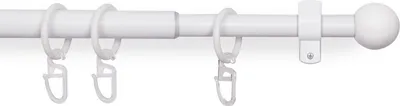 Produktbild von Stilgarnitur Weiß ( Kugel ) ausziehbar 120-220cm Vorhangstange Ø16mm Komplettstilgarnitur inkl. Befestigungsmaterial, für Gardinen und Vorhänge