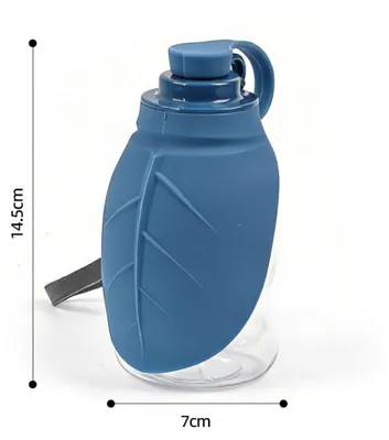 Image de INF Gourde pliable en forme de feuille - Tasse de voyage pliable PP 300ml avec attache vissable pour bouteille et sangle de transport Bleu