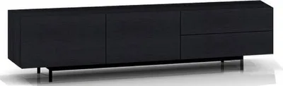 Produktbild von Casa Padrino Luxus Fernsehschrank mit 2 Türen und 2 Schubladen Schwarz 180 x 50 x H. 46 cm - Massiver Eichenholz Schrank - Luxus Möbel