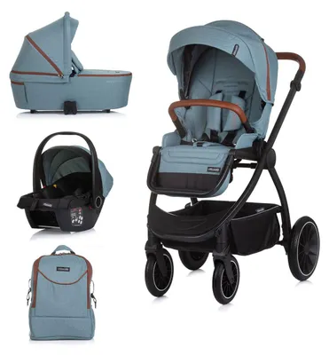 Produktbild von Chipolino Kombikinderwagen 3 in 1 Prestige Babywanne Rucksack i-Size Babyschale Blau P