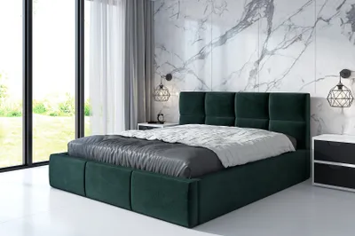 Produktbild von Polsterbett  RADI-OM 180x200 cm mit Bettkasten und Lattenrost. Farbe: Grün.