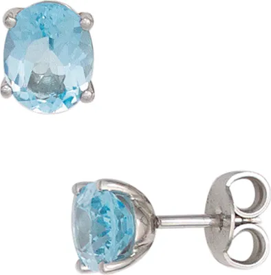 Produktbild von JOBO Ohrstecker 585 Gold Weißgold 2 Blautopase Ohrringe