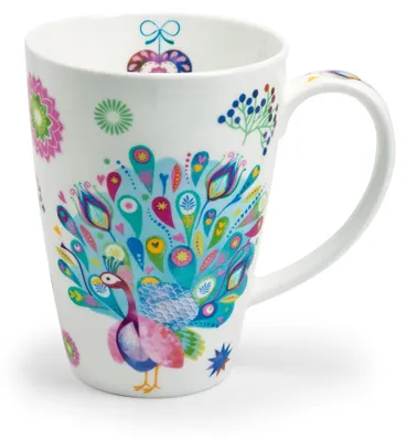 Produktbild von Jumbobecher PAULA Pfau für 500ml weiß bunt Porzellan TeaLogic
