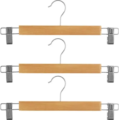 Produktbild von Kleiderhaken mit Clips, 3 Stück, Holz