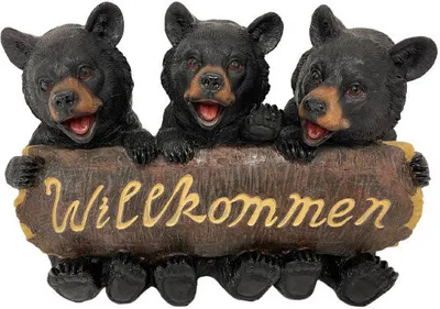 Produktbild von Dekofigur Willkommen Schild mit Bär 21 x 13 x 30 cm