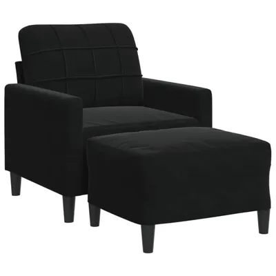 Produktbild von Sessel mit Hocker Schwarz 60 cm Samt