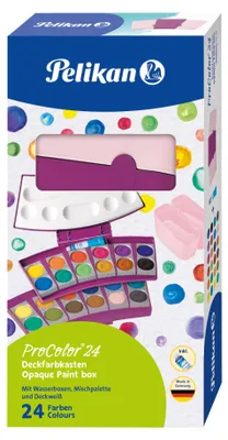 Obrázok produktu pre Pelikan 701211 Pelikan ProColor Wasserfarbkasten 2 Wasserboxen + Deckweiß und 24 Farben
