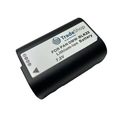 Produktbild von Trade-Shop Li-Ion Akku 7,2V / 2400mAh kompatibel mit Panasonic Lumix Vollformatkamera wie DC-S5, Ersatz für Panasonic DMW-BLK22, DMW-BLK22E